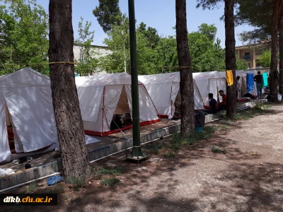تجهیز محوطه پردیس شهید ایزدپناه به چادر و اردوگاه دانشجویی